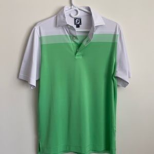 Footjoy fj golf shirt green and white never worn small